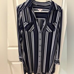 Women’s Merona Navy and silver striped shirt dress size small very comfortable